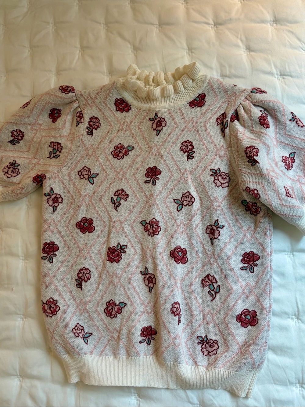 Janie & Jack Short Sleeve Floral Sweater